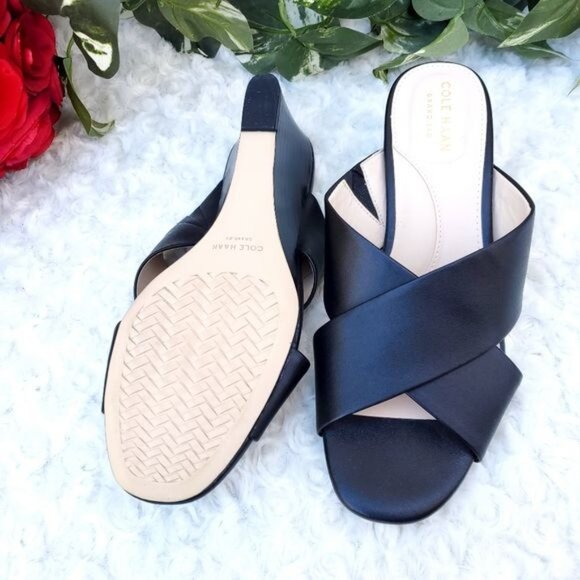 Cole Haan Black Leather Wedge Platform Grand 360 Criss- cross - Picture 8 of 10